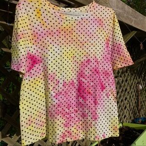 Women’s S yellow/fuchsia polka-dot tee